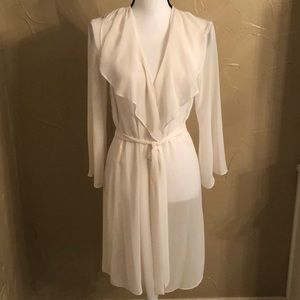 NWOT Oscar de la Renta sheer ivory robe, size XS